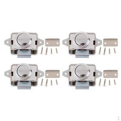 4 Pieces Push Button Drawer Latch for Boat Cabinet Door Sliver