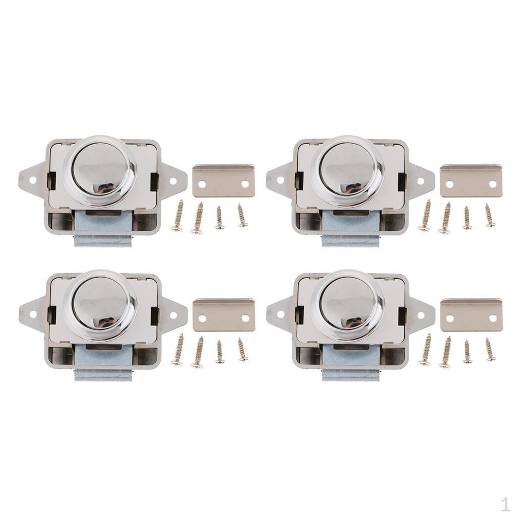 

4 Pieces Push Button Drawer Latch for Boat Cabinet Door Sliver