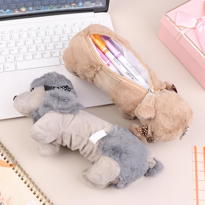 Kawaii Hund Pudel Plüsch Federmäppchen - Niedliche Cartoon Welpen Schreibwarentasche Schulanfangsgeschenke