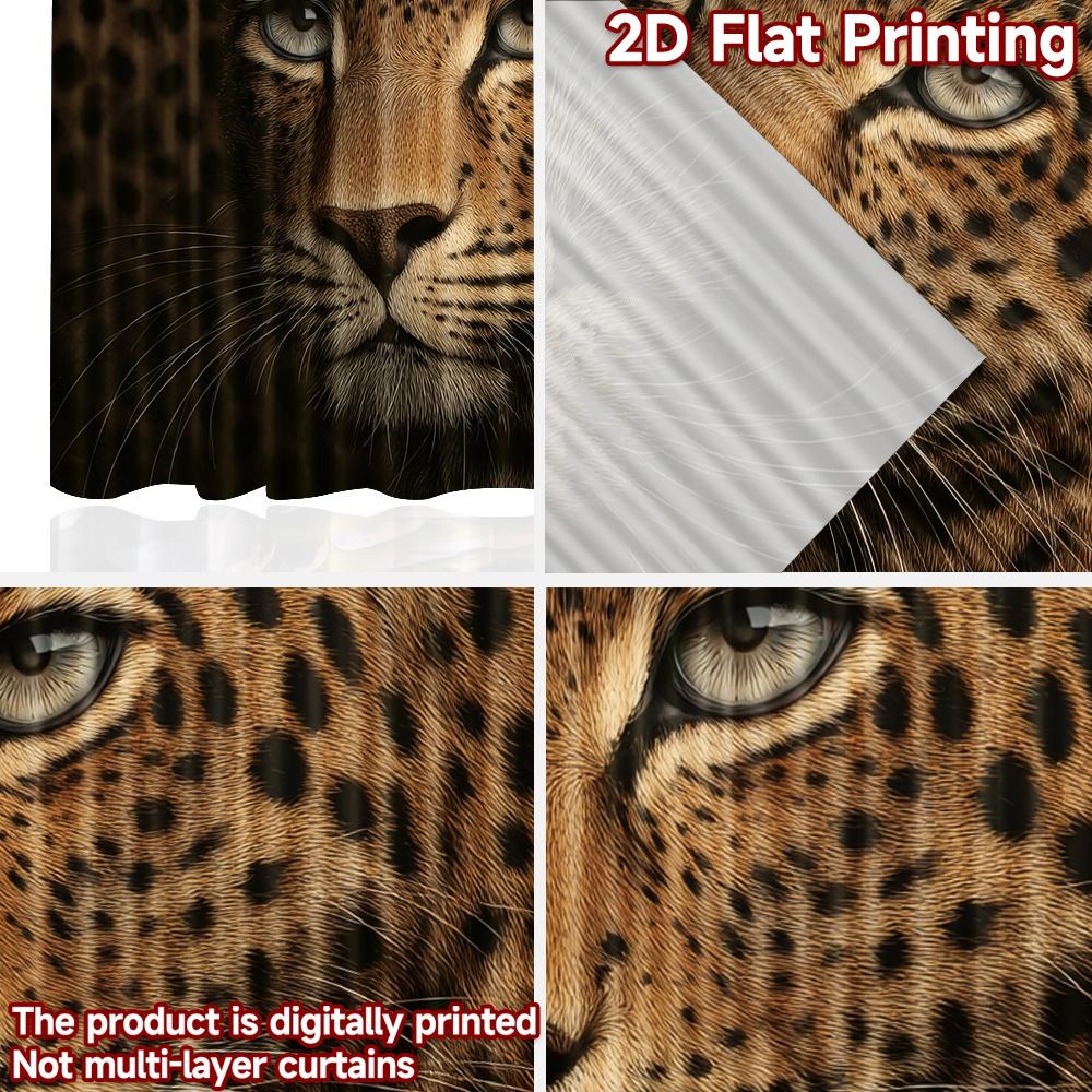 Set Of 2 Flat Printing Curtain Leopards Intense Gaze Digital Printed Polyester Drapes Party Decorations Use Indoor Outdoor