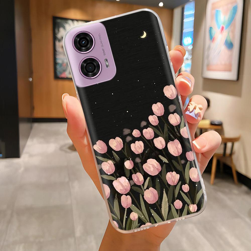 For Moto G24 Phone Case Lovely Panda Patterns Soft TPU Clear Silicone Bumper For Motorola G04 MotoG24 Cover Fundas For Moto E14