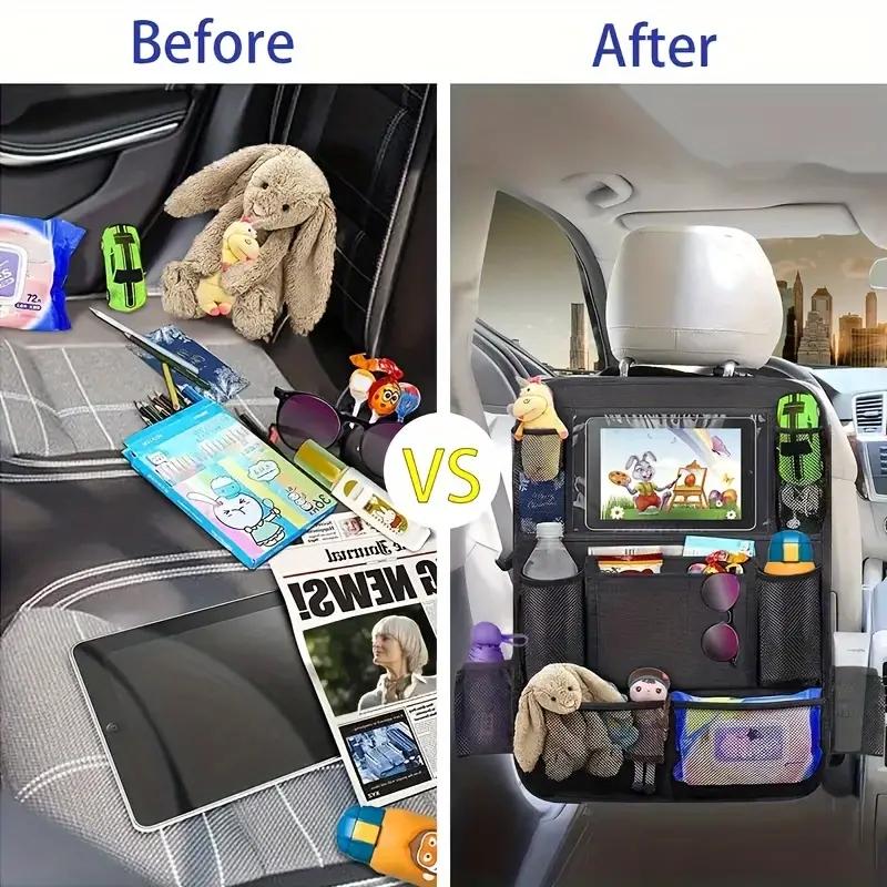 1pc Multifunctional Oxford Cloth Car Seat Storage Bag with Backrest Hanging Storage Bag, Universal for Automobiles