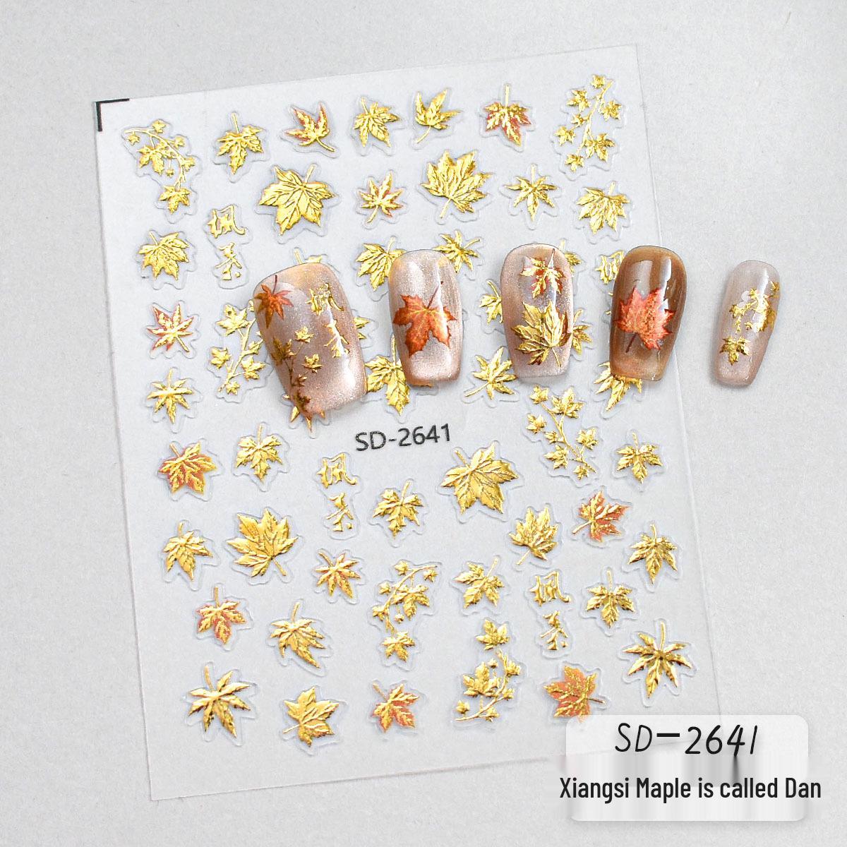 3D Embossed Caramel Maple & Golden Tree Leaf Nail Art Stickers for Autumn/Winter