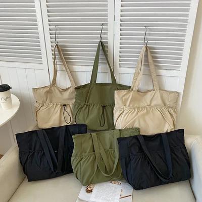 Composite Fabric Solid Color Zipper Handbag Simple Fashionable Shoulder Bag Soft Commuting Trend Tote Bag