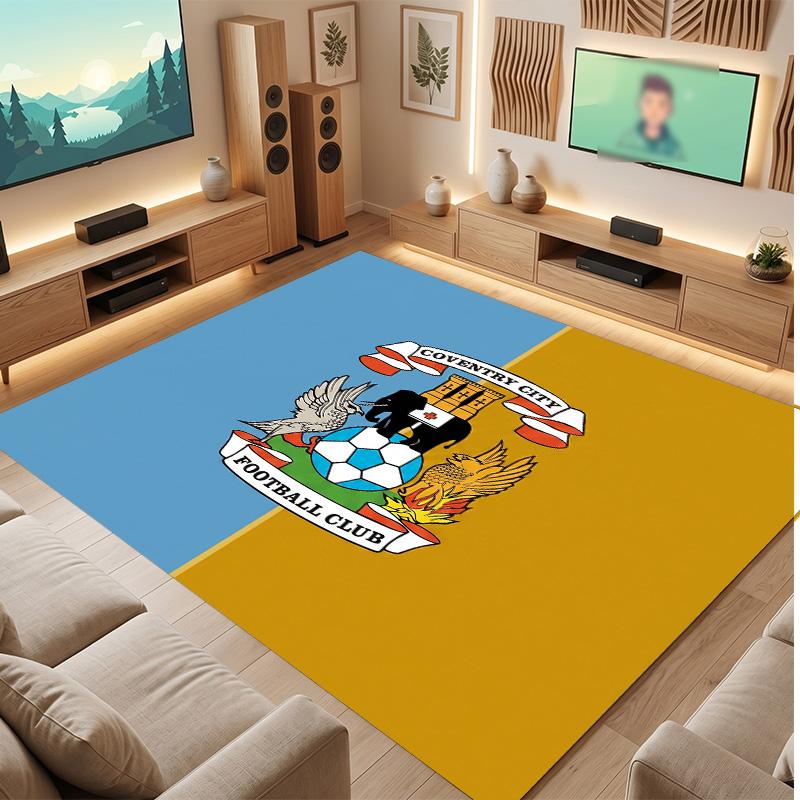 Tappeto in Velluto di Cristallo con Stampa del Coventry City Football, Comodo Assorbente d'Acqua Antiscivolo Tappeto per Pavimenti Interni