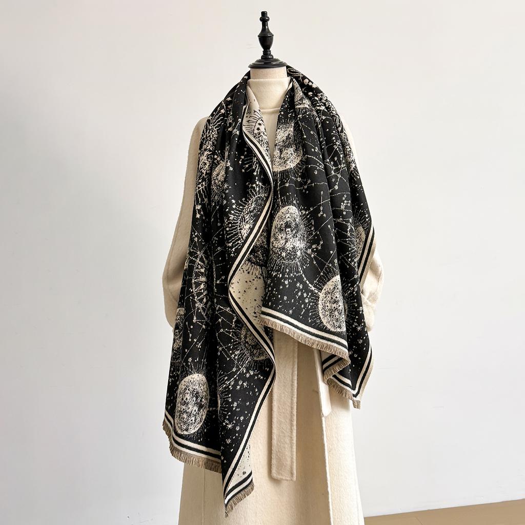 Ethnic Elegant Ladies' Pashmina Jacquard Imitation Cashmere Scarf Winter Thick Warmth High Quality Shawl Coldproof Blanket Women
