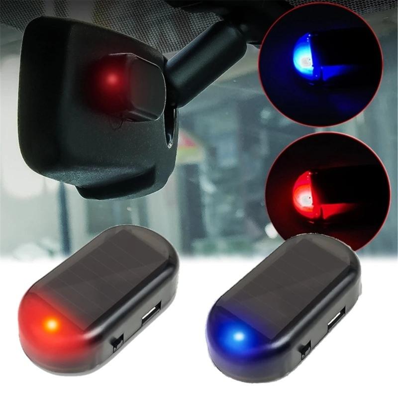 Car Fake Security Light Solar Powered Simulated Dummy Alarm Wireless Warning Antitheft Caution Lamp Flashing Imitation