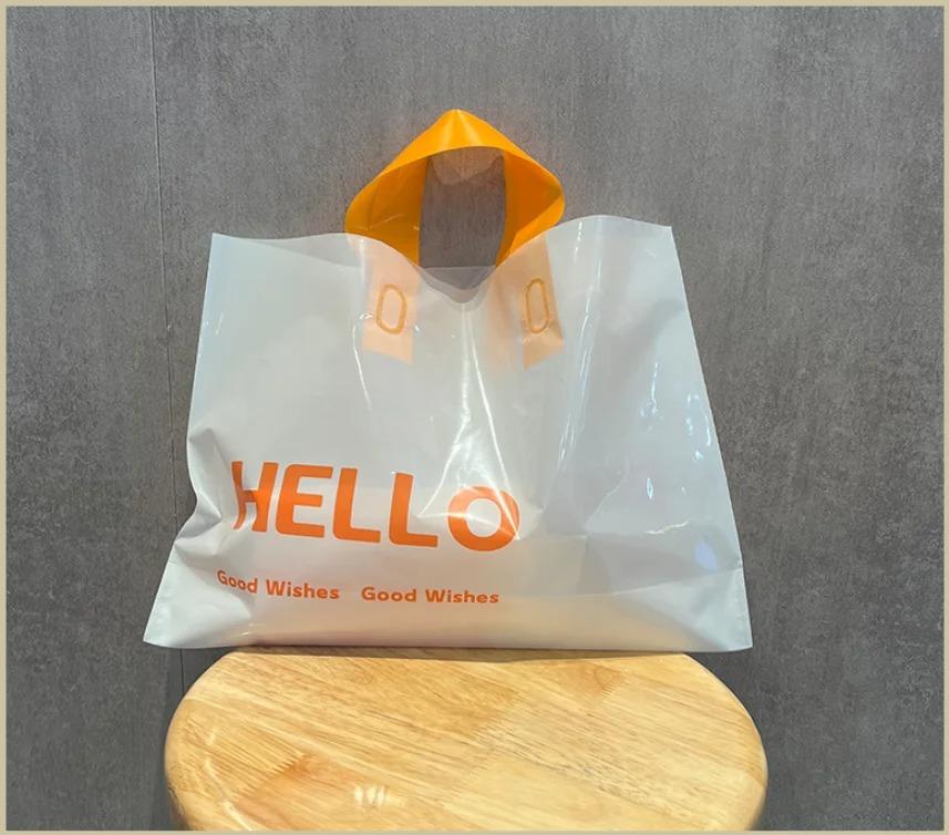 50pcs Plastic Handbag Clothing Store Shopping Packaging Gift Storage Portable Color Shop Universal Bags for Business Pocket