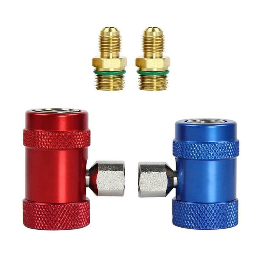 2 stk Bil Erstatt A/C Klimaanlegg Hurtigkobling Kobling Adaptersett for R1234YF
