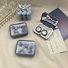 Romantic Ice Blue Rose Contact Lens Box Portable Contact Lens Case Companion Care Box Contact Lenses Case with Mirror Tweezers