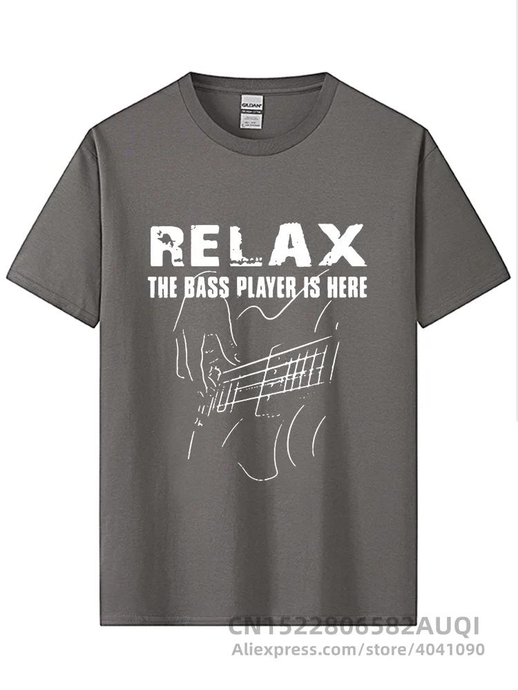 Electric Guitar Nevan Music Tshirt Relax The Bass Player Is Here 100% Cotton Fashionable Black T Shirt Summer Popular Tees