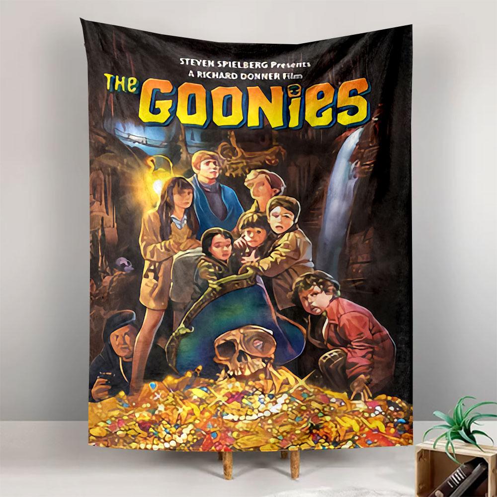 The Goonies Spielberg Poster Tapestry Wall Hanging, Pirate Treasure Adventure Art, Retro Wall Decor for Bedroom Living Room Dorm