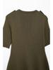 2024 Autumn Women's Military Green Ribbed Knit Button-Up Dress