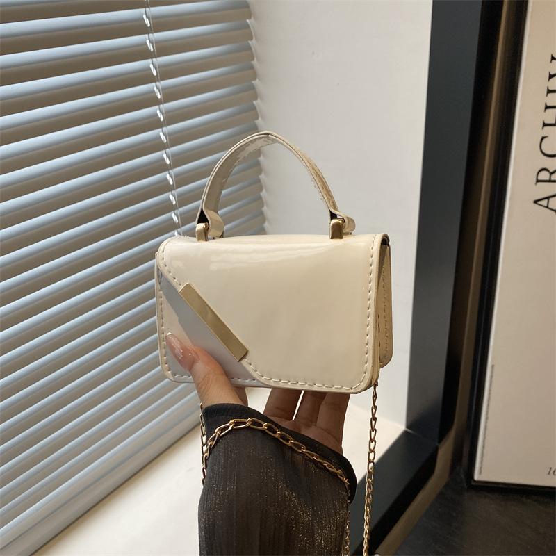 

Solid color new retro simple fashion casual contrasting color single shoulder oblique span small square bag белый