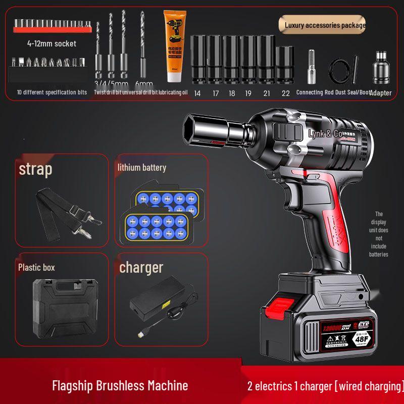 Brushless Lithium Electric Impact Wrench: Rechargeable, High-Torque Tool for Scaffolding and Carpentry