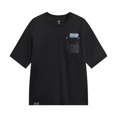 Li Ning Sport Lifestyle Serie Logo Muster Schnelltrocknend Kühl Locker Rundhals Partner T-Shirt Unisex T-Shirts AHSW335-3
