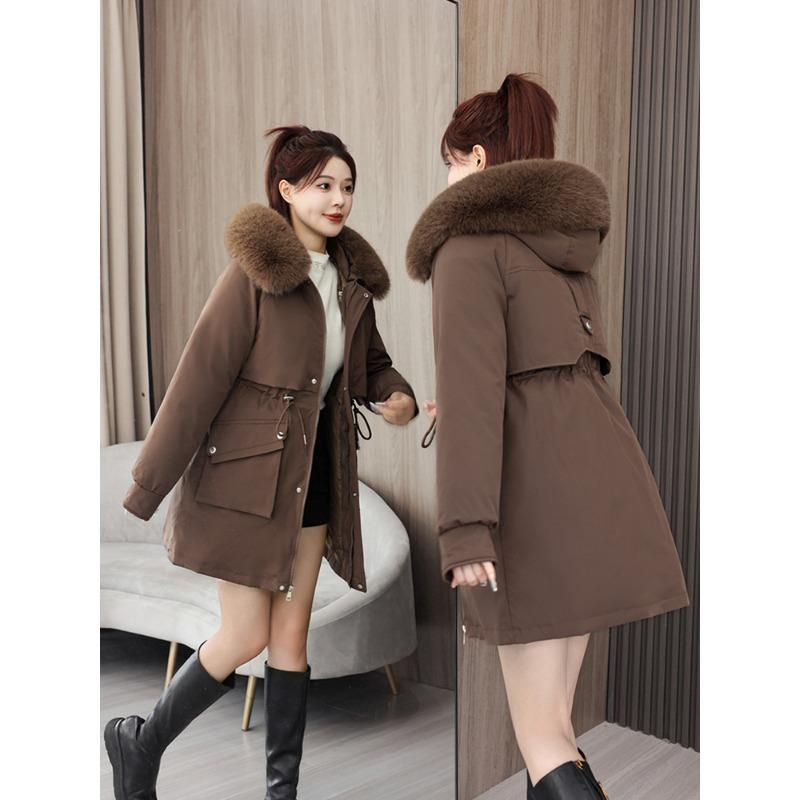 Iarna nou haine trei purtări căptușeală detașabilă guler de blană detașabil talie plăcină depășește palton de bumbac pentru femei