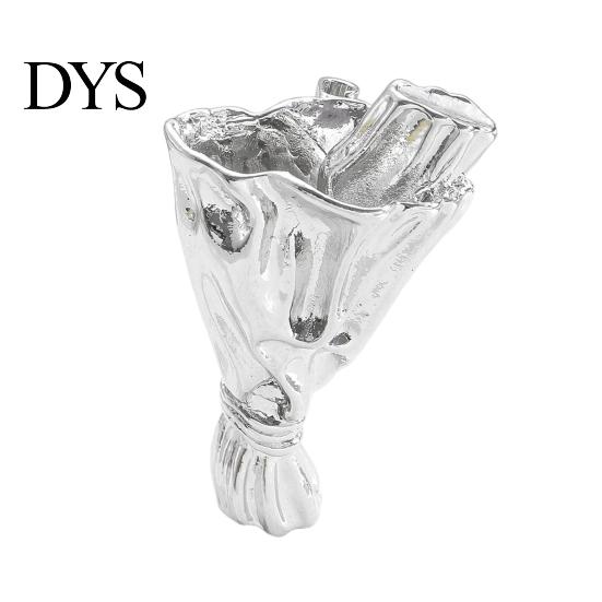 Metal Flower Holder Brooch Bouquet Wearable Vase Pin Insert Real or Lightweight Alloy Dried Flowers Into Accessory for Jackets Dresses Scarves