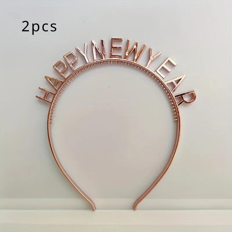 2PCS Happy New Year Headbands,Comfortable & Stylish, for New Year's Eve Party Accessories for Women, Happy New Year Decoration