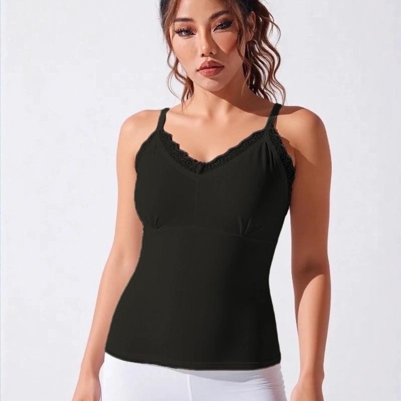Women's Lace-Trimmed Camisole Top Slim-Fit Sports Bra Slimming Base Layer
