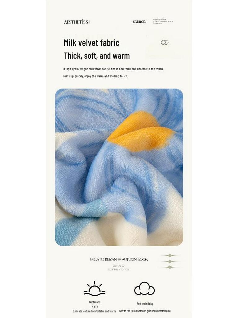 Flannel Insulated Air Conditioning Blanket for Dormitory, Single, and Double Beds