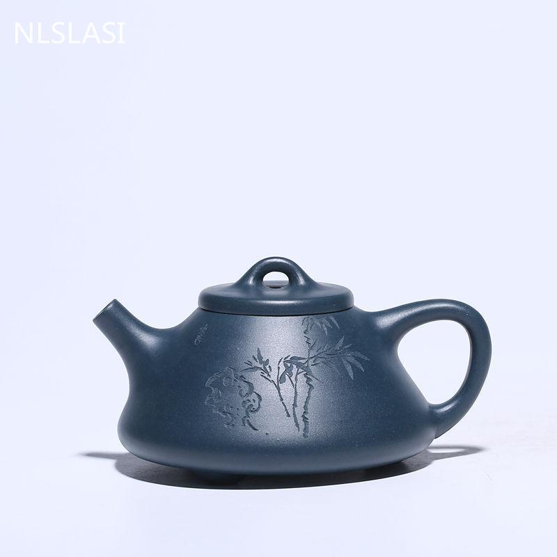 Authentic Yixing Tea Pots Purple Clay Filter Teapot Raw Ore Azure Mud Stone Scoop Kettle Handmade Tea Ceremony Supplies 200ml