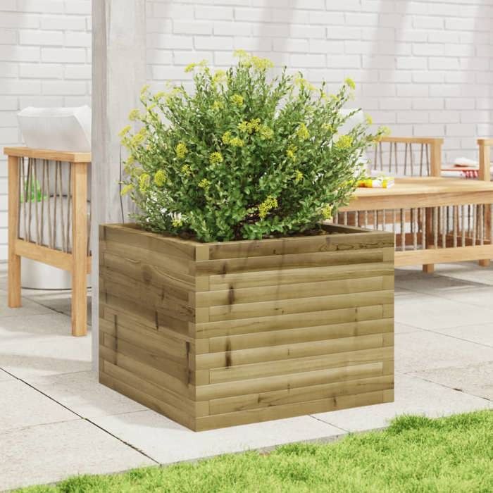 VidaXL Jardinière 60x60x45,5 cm bois de pin imprégné, jardinière d'extérieur, bac à fleurs, boîte à plantes, jardinière de 847252