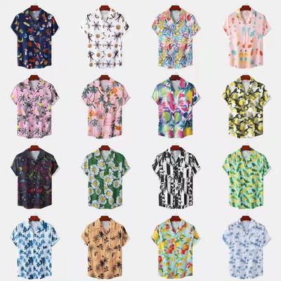 Men's Short-sleeved Shirt European Size Trendy Fashion Hawaiian Beach Style Printed Shirt Men
