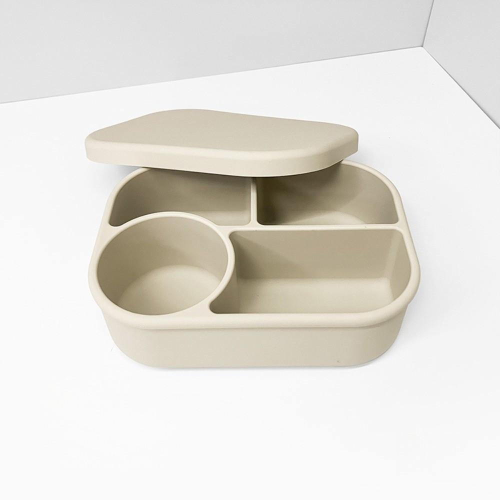 4 Fächer Mikrowellengeeignete Silikon-Lunchbox 750ml Lebensmittelaufbewahrungsbehälter Unterteilte Lunchbox Picknick