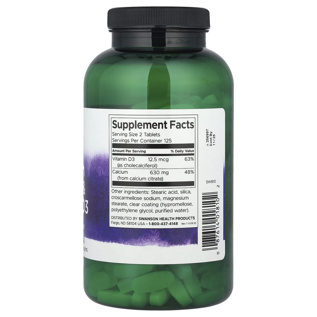 Calcium Citrate & Vitamin D3, 250 Tablets