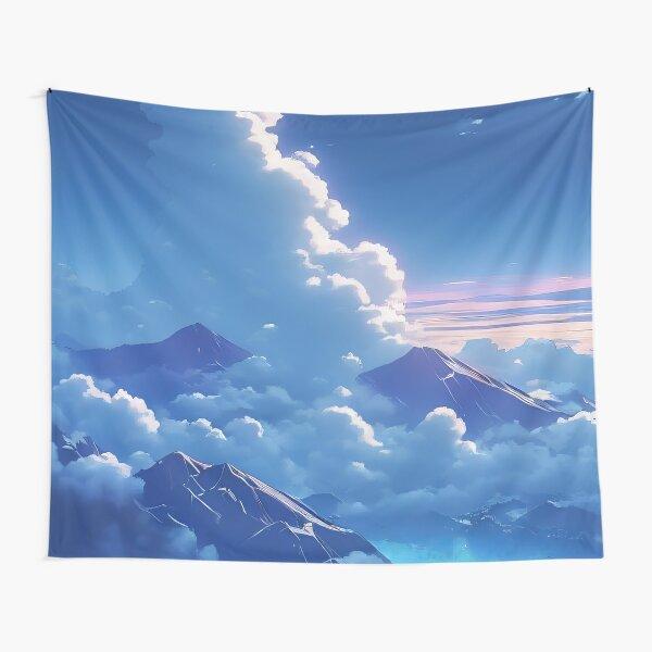 Anime Scenery Tapestry Japanese Mountain with Cherry Blossom Tapestries Sakura Village Wall Tapestry for Bedroom Aesthetic Decor