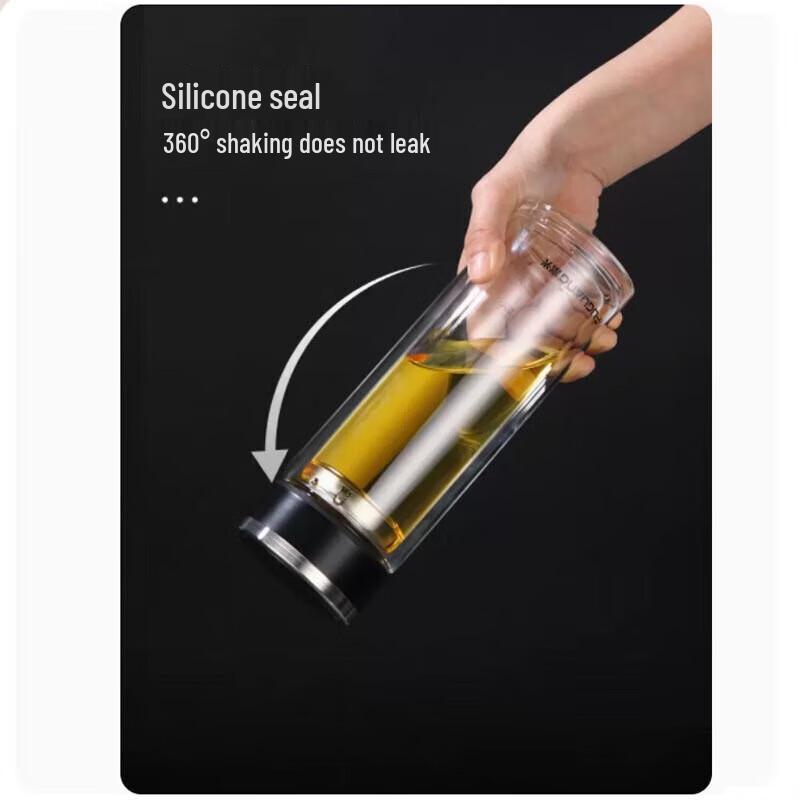 FUGUANG Double-Layer Glass Tea Infuser Mug, 400ml