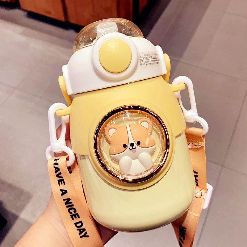 Cute Large-Capacity Thermos Cup 316 for Children with Straw, High-Appearance Portable Insulated Water Bottle for Girls