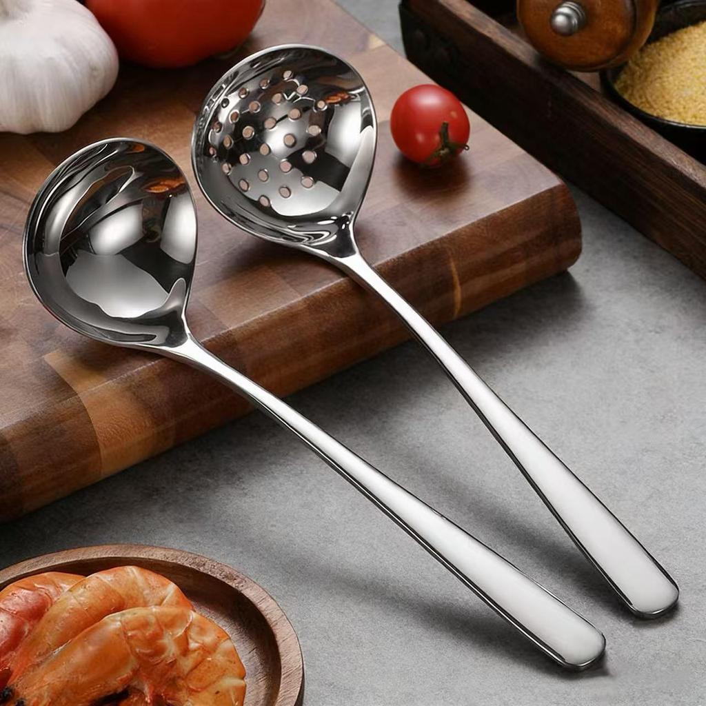 316 Stainless Steel Elegant Soup & Porridge Ladle and Strainer with Deepened Bowl for Hot Pot Serving and Cooking.