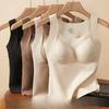 Silk Seamless Thermal Fleece Camis Women Solid Color U Neck Crop Tops Fashion Warm Tube Top Female Sleeveless Camisole