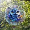 Colorful Owl and Floral Metal Wind Chime for Outdoor Garden Decor with 360 Rotating Hook Durable Patio Yard Porch Ornament No Electricity Needed