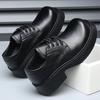 Fashion Retro Black Platform Shoes for Men Fashion Casual Increase 5cm Big Head Men's Dress Shoes Spring Autumn Designer Derby Shoe Male