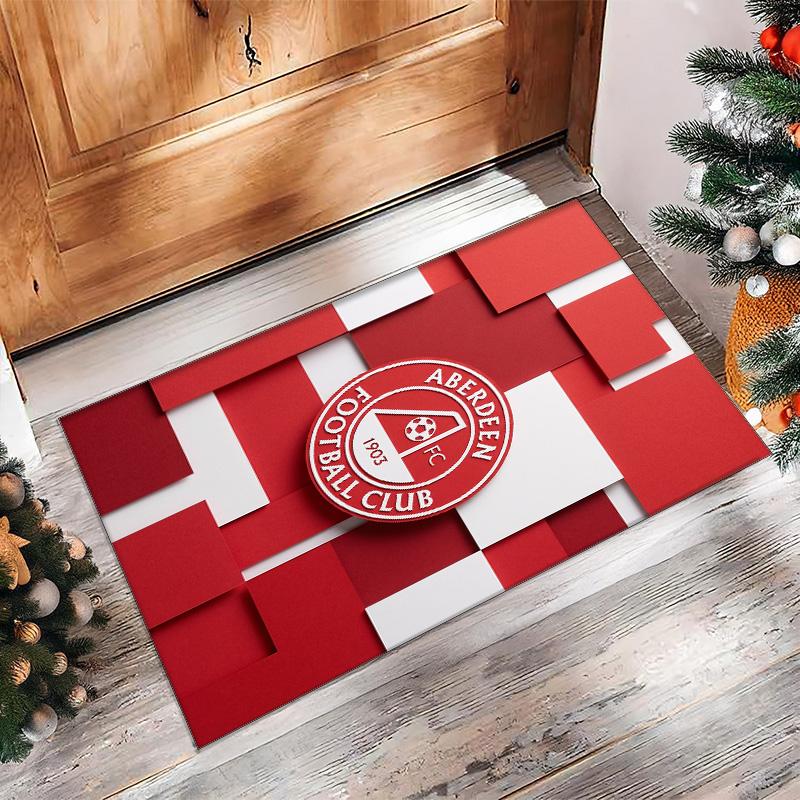 Aberdeen FC Soccer Football Pattern Soft Area Rug Non Slip Indoor Floor Carpet Sports Decor Mat for Bedroom