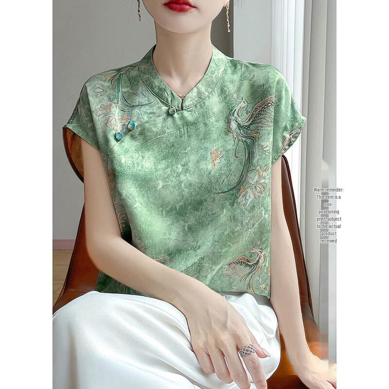 Demana Women s New Chinese Style Jacquard Shirt L