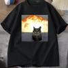 Whimsical Cat Explosion Print TShirt Unisex Women Loose Cotton Funny Short Sleeve T Shirt Cat Lover Tees Unisex Tops Y2k Clothes