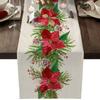 Christmas Flower Dining Table Table Banner Wedding Party Home Christmas Eve Decoration Table Cover Linen Festive Tablecloth