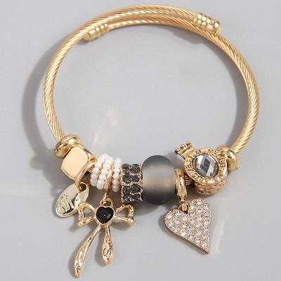 Stilvolles Metallherz Schleife Anhänger Mehrere Elemente Armband