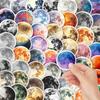 54-Piece Cosmic Full Moon Cartoon Sticker Set for Journals, Notebooks, and Luggage Decoration