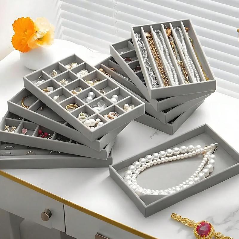 Flockovaný šperkovnicový displejový podnosový stojan Více stylů pro náhrdelník, náramek, náušnice, prsten Organizér Box