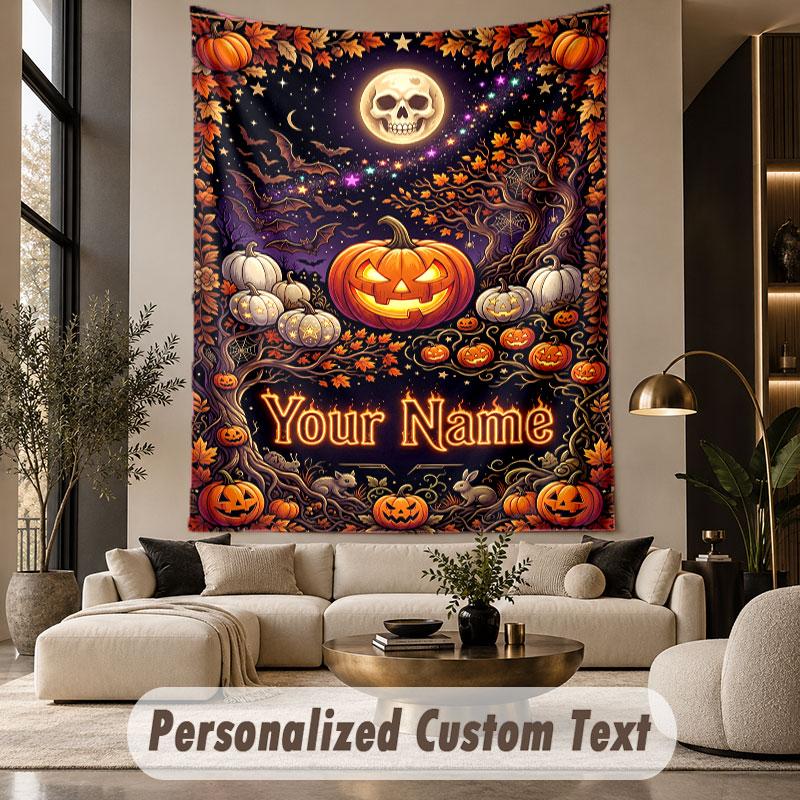 Halloween (28) Theme Custom Tapestry Personalized Custom Name Text Wall Hanging Tapestry Home Decor Background Cloth