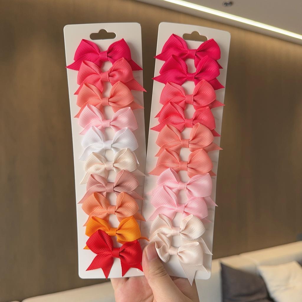 10Pcs/Set New Solid Color Kids Bows Hair Clips for Baby Girls Handmade Ribbon Bowknot Hairpin Barrettes Hair Accessories