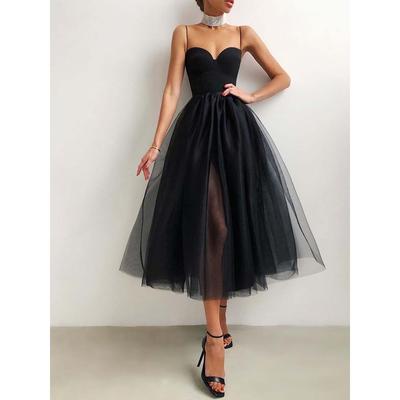 Rochie de Primăvară-Vară Nouă Europeană-Americană pentru Femei, cu Bretea din Plasă Multicoloră