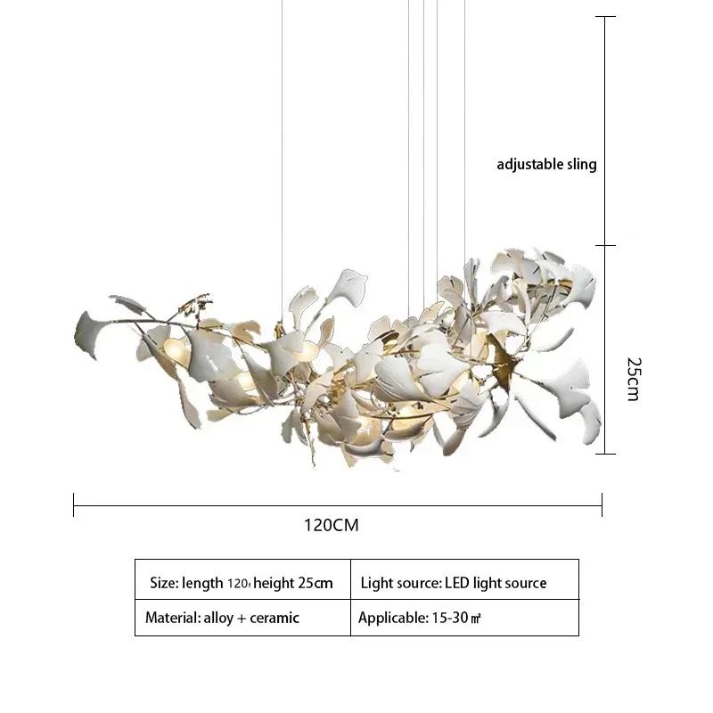 Modern creative LED porcelain ginkgo Chandeliers hotel living room home decoration lamp Nordic restaurant art island Chandeliers