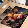 Christmas Santa Claus Printed Carpet, for Office Chair Living Room Bedroom Kitchen Room Decor Gifts.