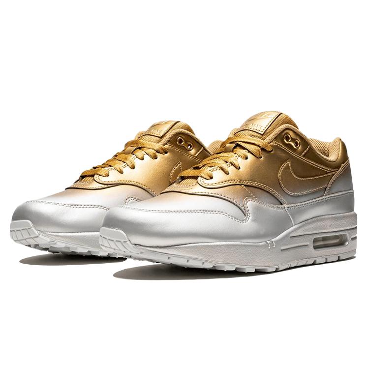 New Nike Air Max 1 Lx Metallic Gold Metallic Platinum Women's 917691-700